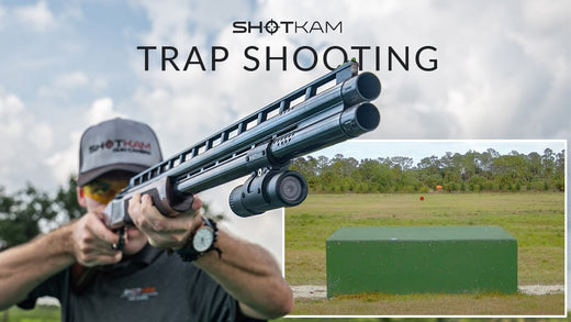 ShotKam Trap Shooting highlights the content's focus on improving trap shooting skills. An inset shows an orange clay target flying from a green trap house.