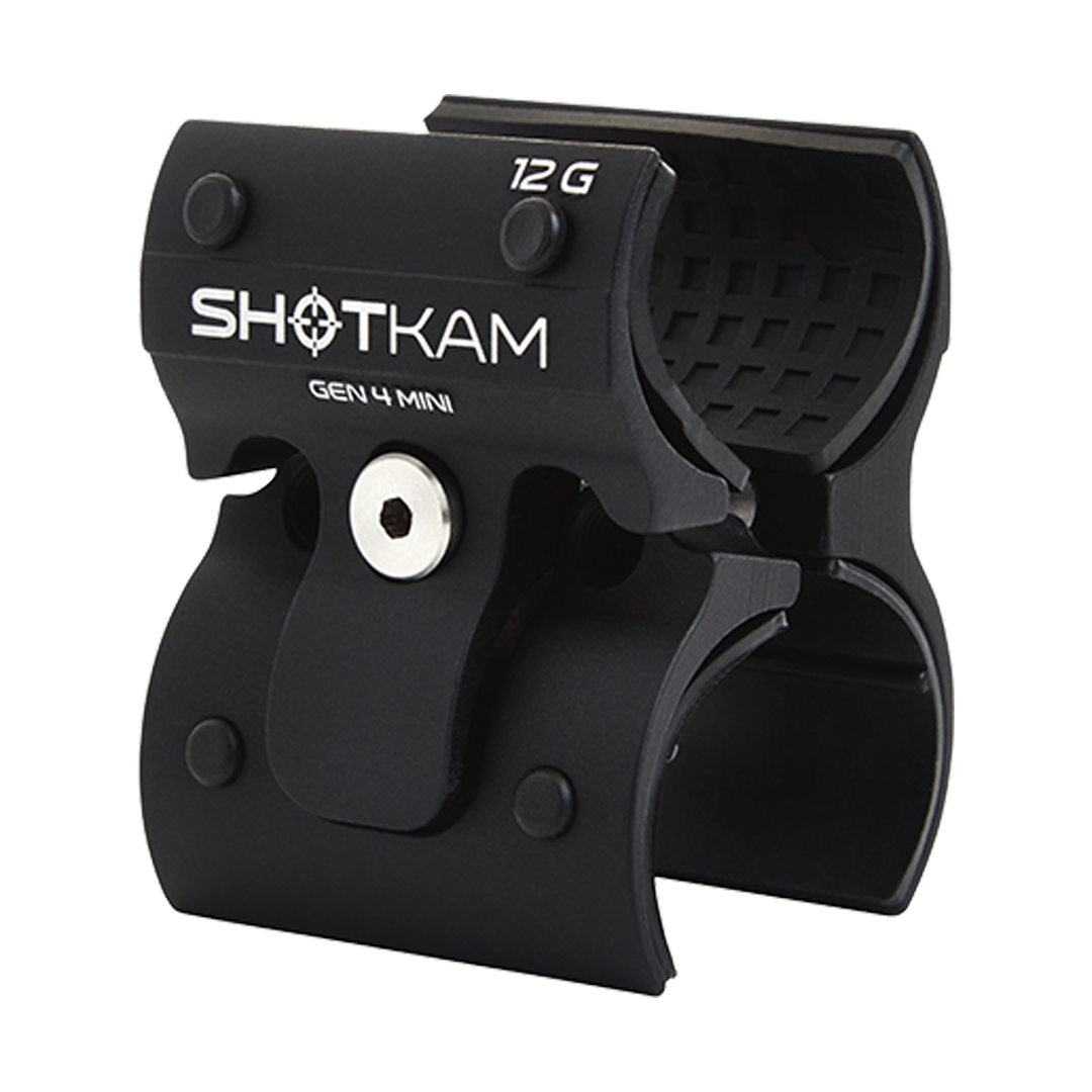 12 Gauge Gen 4 Mini ShotKam Mount – Designed for 12 gauge shotguns, this Gen 4 Mini mount provides secure and stable attachment for capturing precise shooting footage.