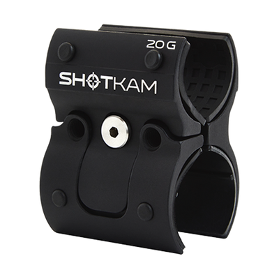 20 Gauge ShotKam Gen 4 Mini Mount – Shows how the 20 gauge mount opens and closes for secure attachment of the Gen 4 Mini ShotKam to your shotgun, ensuring stable and clear shooting footage.