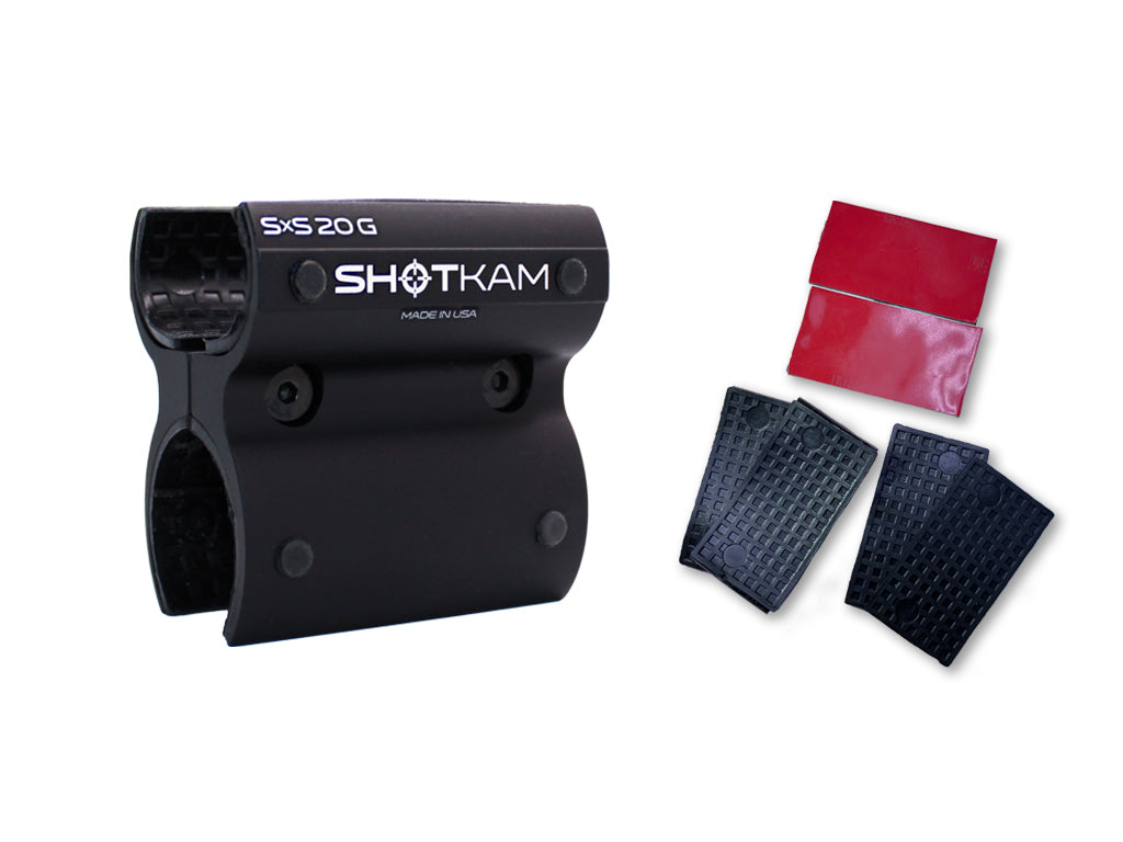 ShotKam SxS mount with additional rubber pads and adhesive strips for hunting small game and pest This mount securely attaches the ShotKam camera to and The included rubber pads and adhesive strips ensure a snug fit and making it perfect for capturing detailed video footage of hunting as well as varmints like and pest rodents at moderate