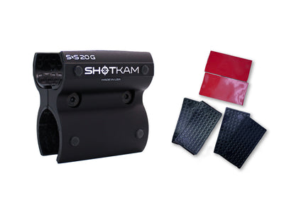ShotKam SxS mount with additional rubber pads and adhesive strips for hunting small game and pest This mount securely attaches the ShotKam camera to and The included rubber pads and adhesive strips ensure a snug fit and making it perfect for capturing detailed video footage of hunting as well as varmints like and pest rodents at moderate