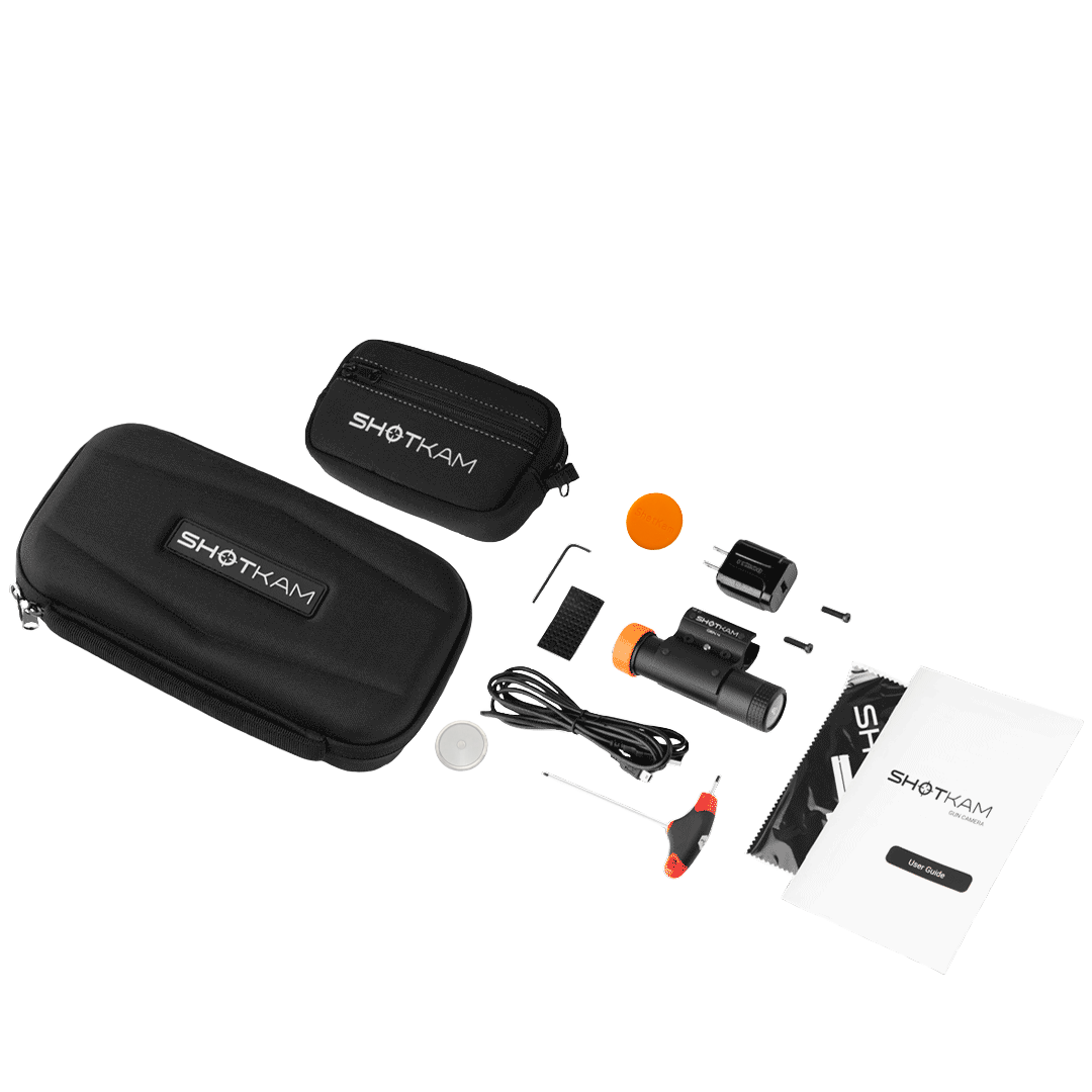 Unique image of ShotKam showcasing key features such as lightweight build and precision - Unique version for H1080square-4-accessories-on-table-smallcopy.