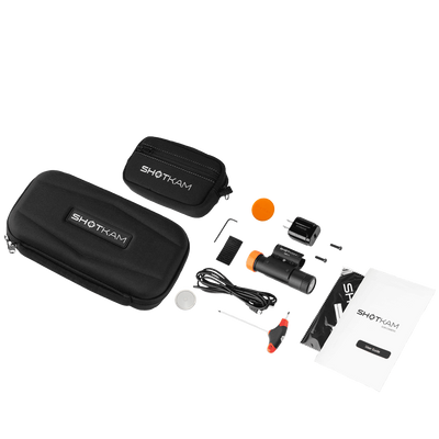 Unique image of ShotKam showcasing key features such as lightweight build and precision - Unique version for H1080square-4-accessories-on-table-smallcopy.