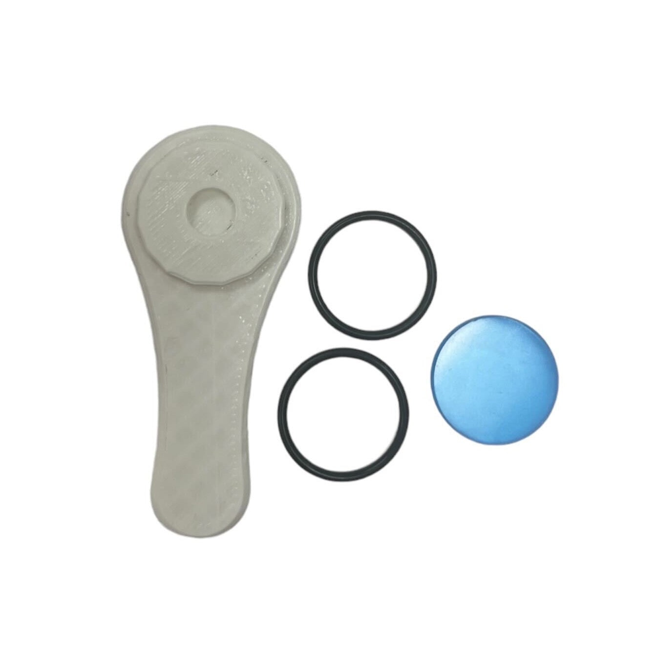 Detailed view of the Gen Mini ShotKam Lens Replacement white printed spanner two black and blue replacement