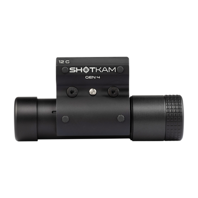 Side view of the ShotKam Gen 4 gun camera, designed for hunting and clay shooting. Captures high-definition footage to enhance accuracy and performance.